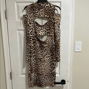Leopard Print Cut-Out Dress